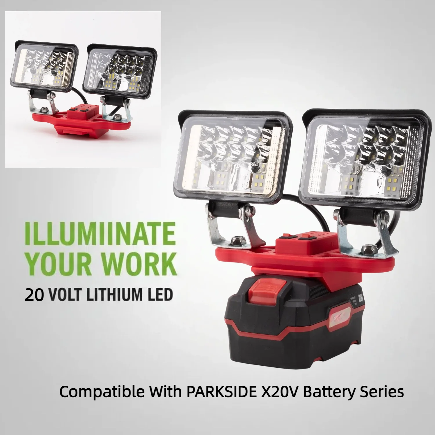 

LED Work Light for PARKSIDE X20V Li-ion Battery Used for Outdoor Camping, Fishing Equipment Maintenance Lighting Fixtures