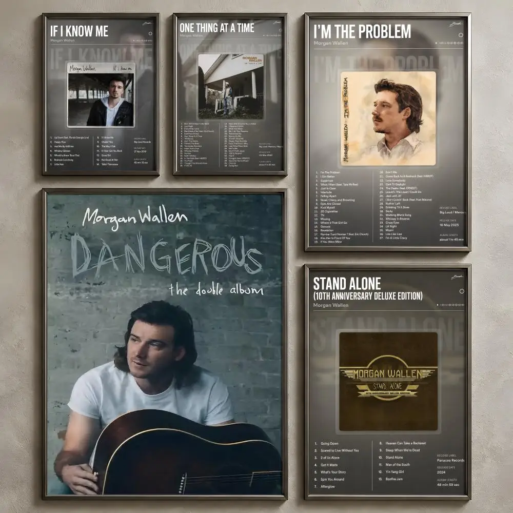 Singer M-Morgan Wallen-n Poster Vintage Self Adhesive PP Wall Art Home Bar Bedroom Decor Gift