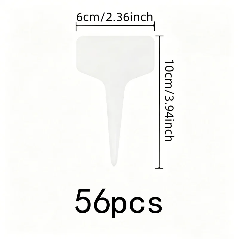 56 pcs Smooth Writable Surface T-Shape Plant Markers, great for Outdoor Garden Marking, White T-Shape Design