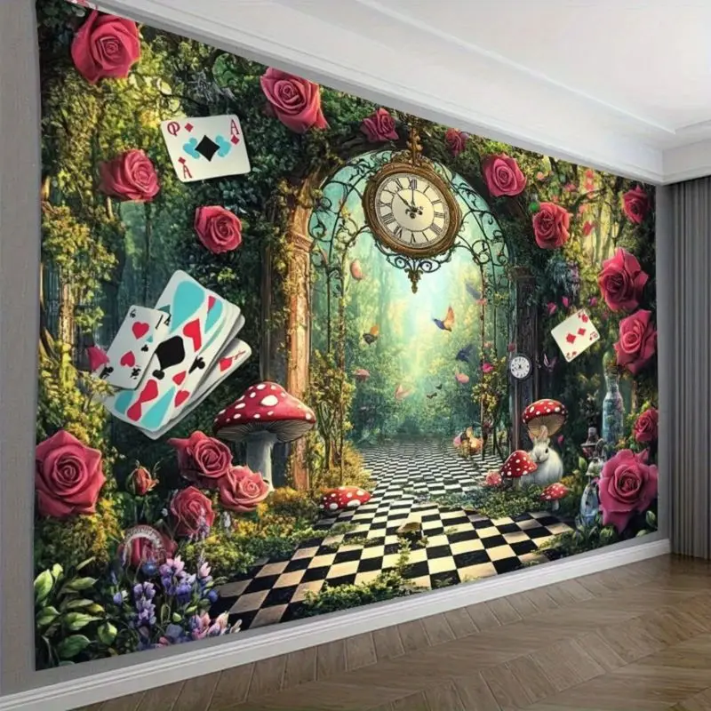 VIKAMA Alice's Adventures in Wonderland Fantasy Tapestry, Magical Wall Art for Bedroom Living Room Dorm Decor