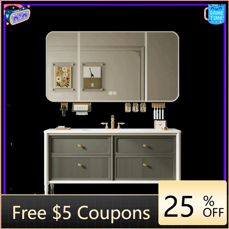 

AB Oak Floor-to-ceiling Bathroomt Combination Toilet Washbasin t Washbasin Cabinet Bathroom Cabinet