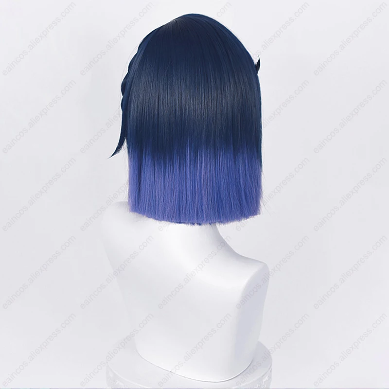 Yelan Cosplay Wig Women 36cm Mixed Color Short Hair Heat Resistant Synthetic Hair Halloween Party