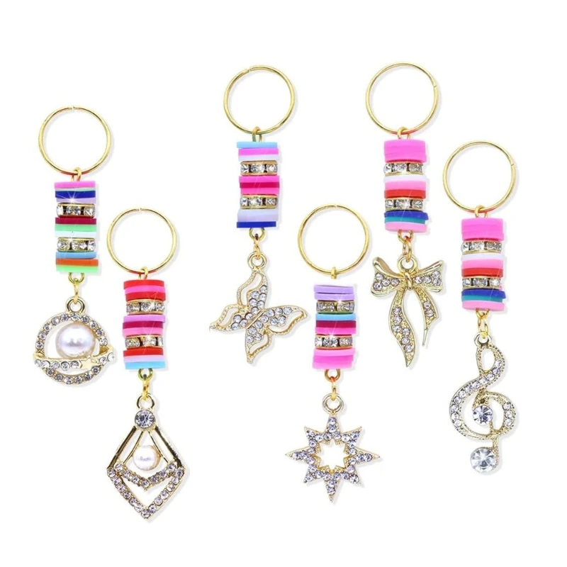 

Y1UB 6pcs Natural Crystal Adornment Hair Charm Hair Beads Jewelry Hair Braids Charm