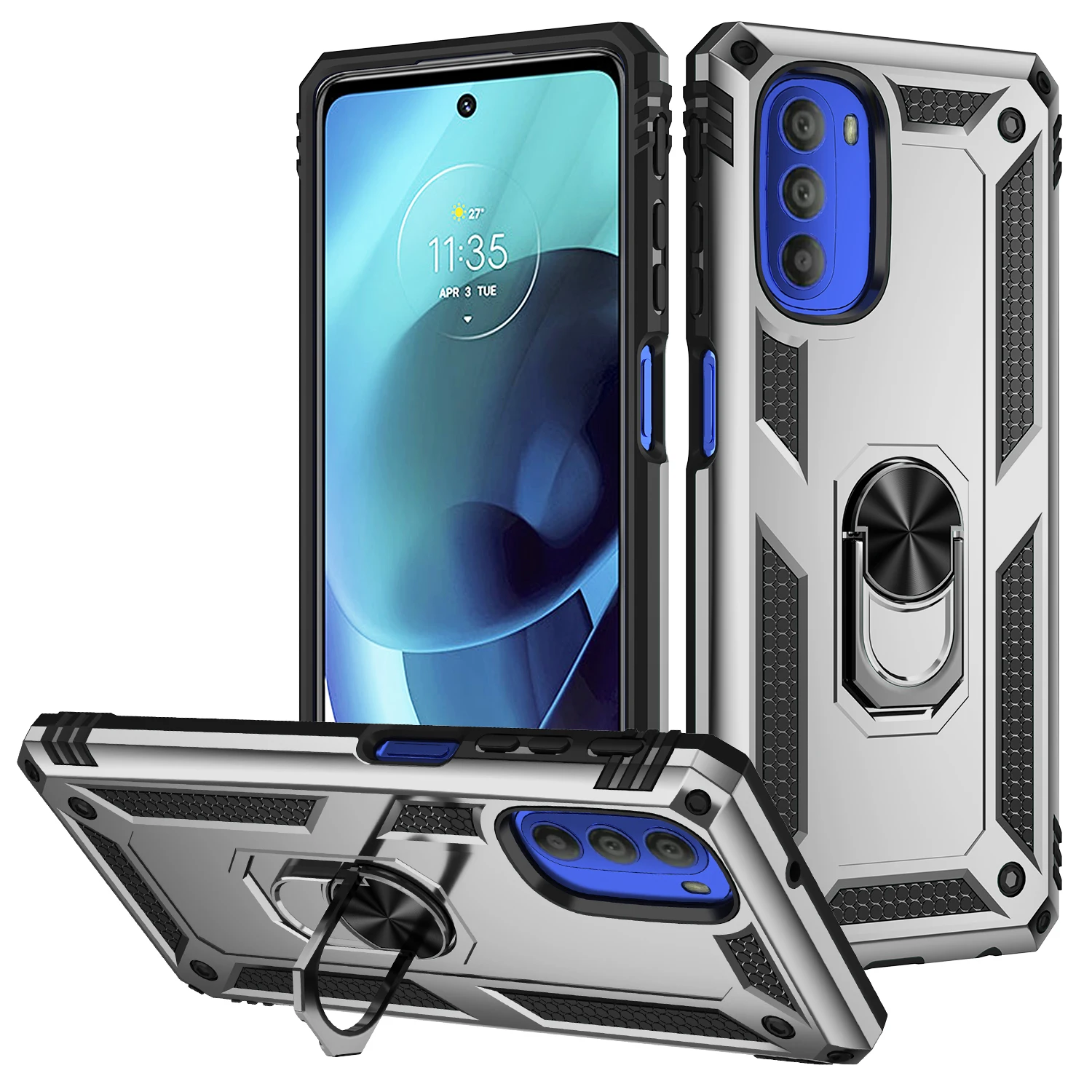 for Moto G 51 Cover Case for Motorola Moto G51 5G Shockproof Armor Rugged Military Protective Ring Holder Magnet Phone Case