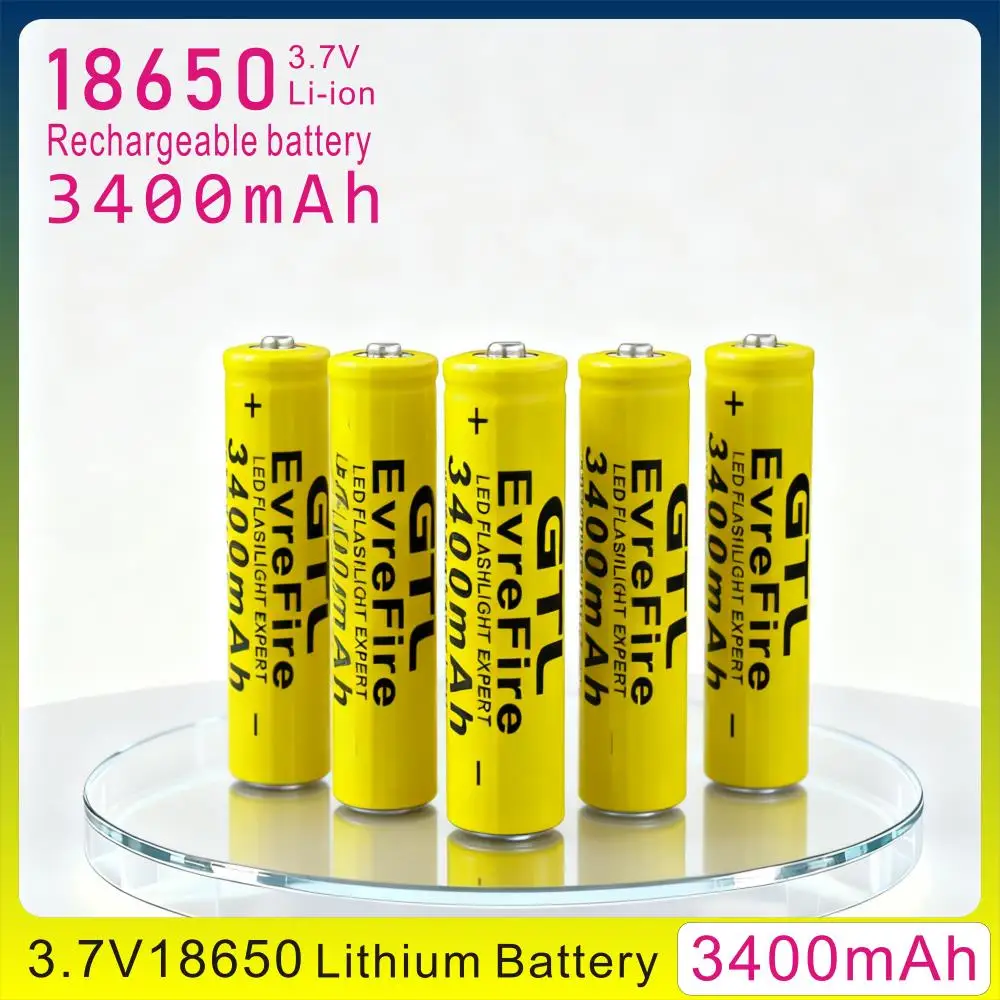 แบตเตอรี่ลิเธียมไอออน 18650 3.7V 3400mAh สำหรับไฟฉาย พัดลม คุณภาพสูง ความจุมาก แบตเตอรี่เกรด A