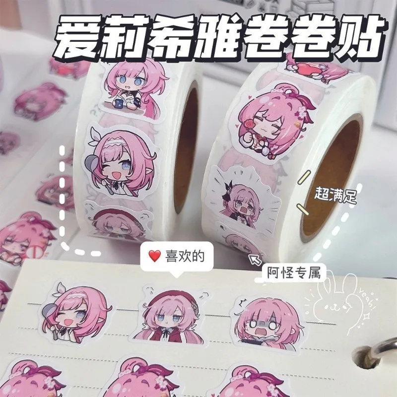 ホットゲーム Honkai Impact 3rd エリシア 500 ステッカー/ロール 9 画像 PVC 防水ステッカーシールラベル用手作り文具ステッカー