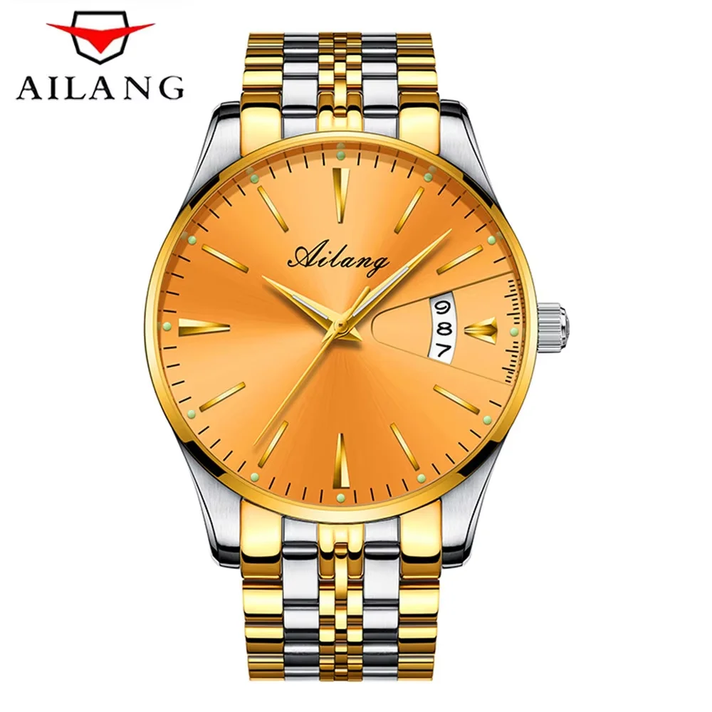 Business AILANG New Mechanical Watches Leather Strap Waterproof Calendar Fashion Stainless Steel Automatic Watch Sapphire Glass