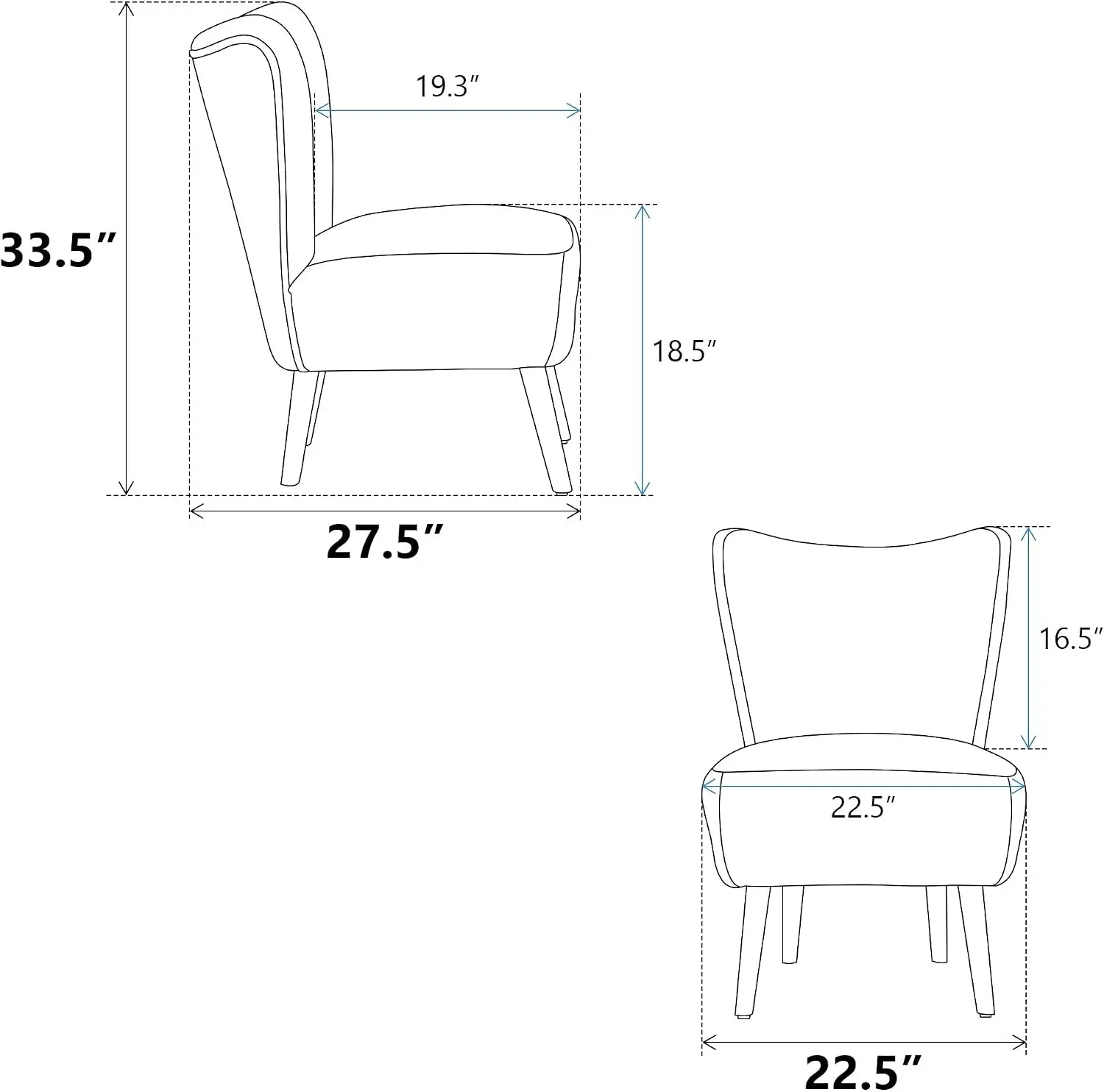 Living Room Chairs, Armless Accent Chair with Rubber Wooden Legs Modern Upholstered Corner Side Chair for Living Room, Bedroom,