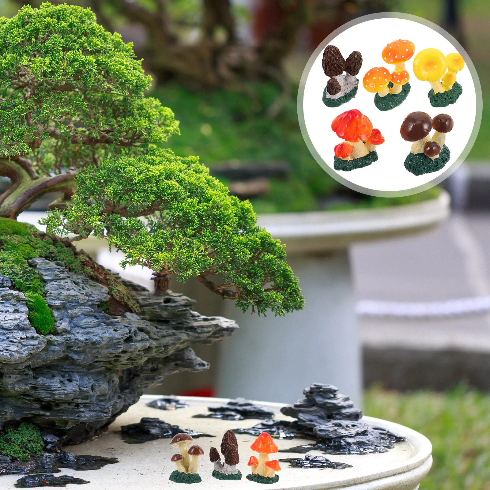 

5pcs Resin Mini Mushrooms For Fairy Garden Terrarium Micro Landscape Decor Mushroom Garden Ornaments Gardening Resin Ornaments