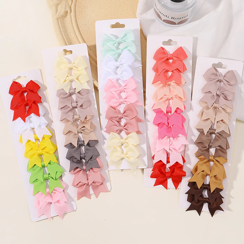 10 Teile/los Einfarbig Band Baby Bögen Haar Clips für Baby Mädchen Handgemachte Bowknot Haarnadel MiNi Barrettes Kinder Haar Zubehör