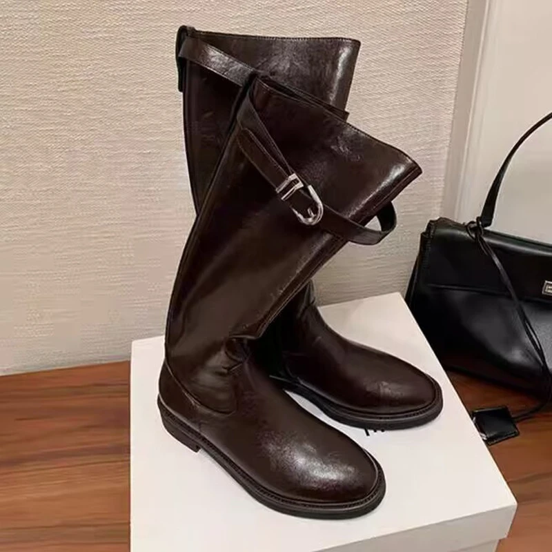 

High Boots for Women Flast Fashion Dress Shoes Designer Luxury Knee High Winter Botas 2025 New Cozy Goth Chelsea Boots De Mujer