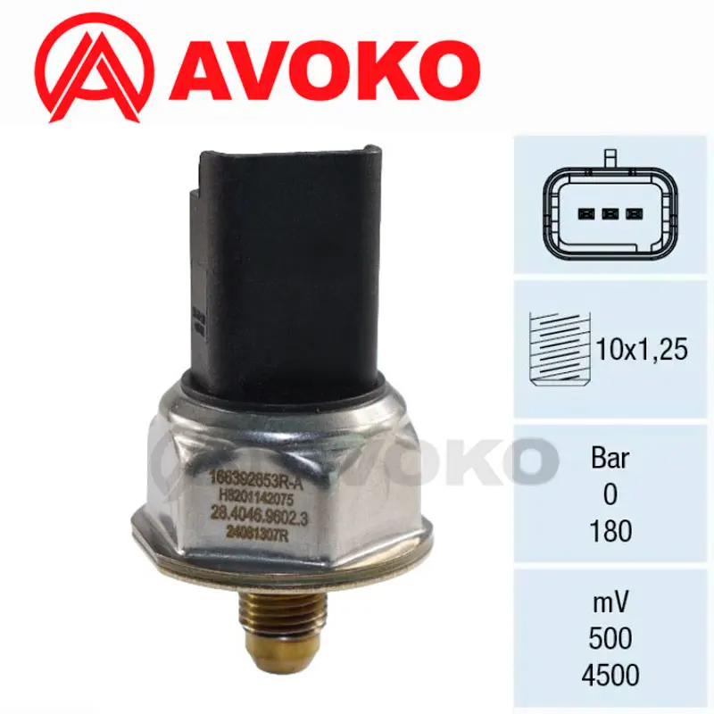 Fuel pressure sensor 166392853R For Nissan Juke Qashqai 1.2 DIG-T Dacia Duster Lodgy Dokker 166393024R 16 6392693R
