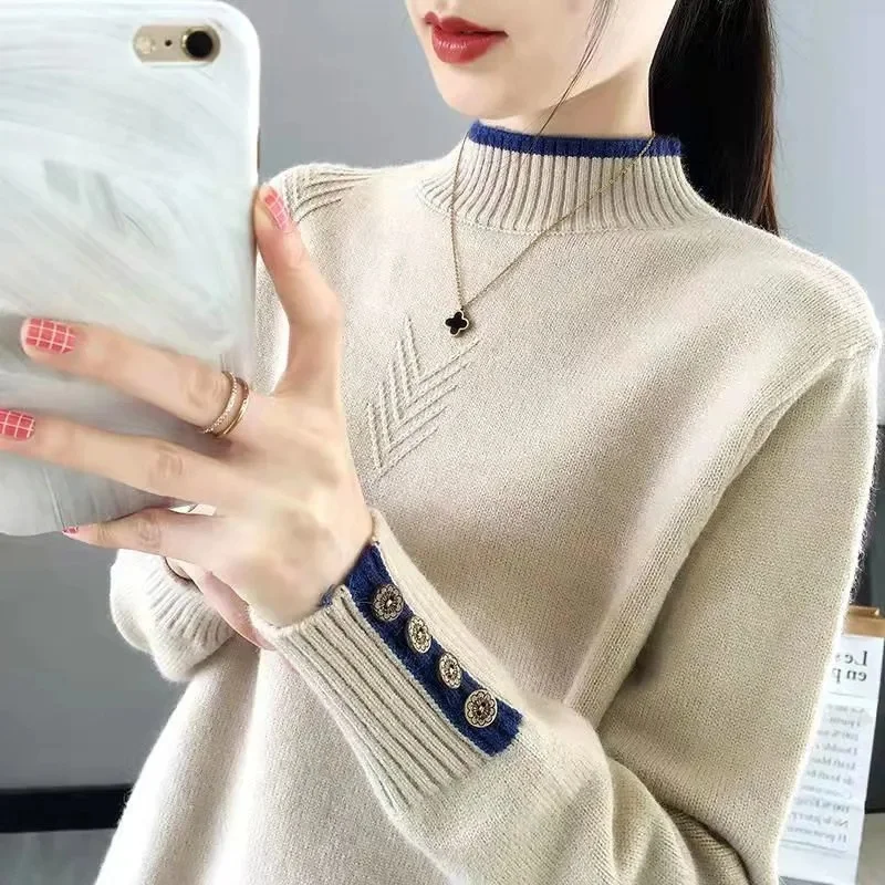 Grundlegende Frauen Rollkragen Pullover Koreanische Version neue Gestrickte Pullover Herbst Winter Tops Schlanke Frauen Pullover Jumper Weiche Warme Pull