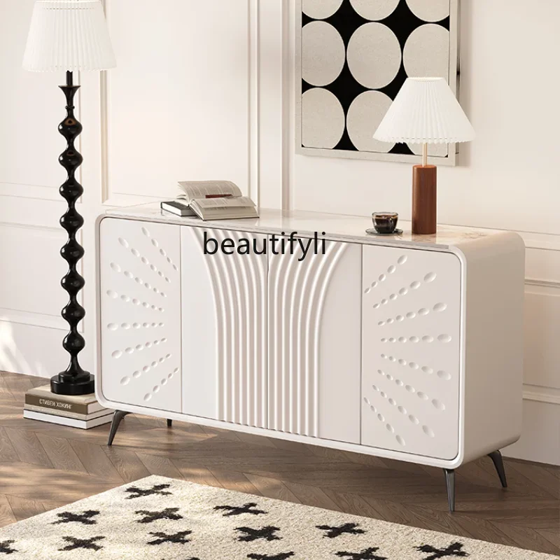 

Cream Style Stone Plate Sideboard Cabinet High-Grade Nordic Living Room Wall Entrance Storage Shoe Cabinet