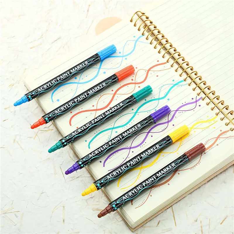 2X36 цветов, акриловые маркеры, тонкая крапковая ручка для рисования для взрослых и детей, металлические классические цвета, ручка с двойным наконечником