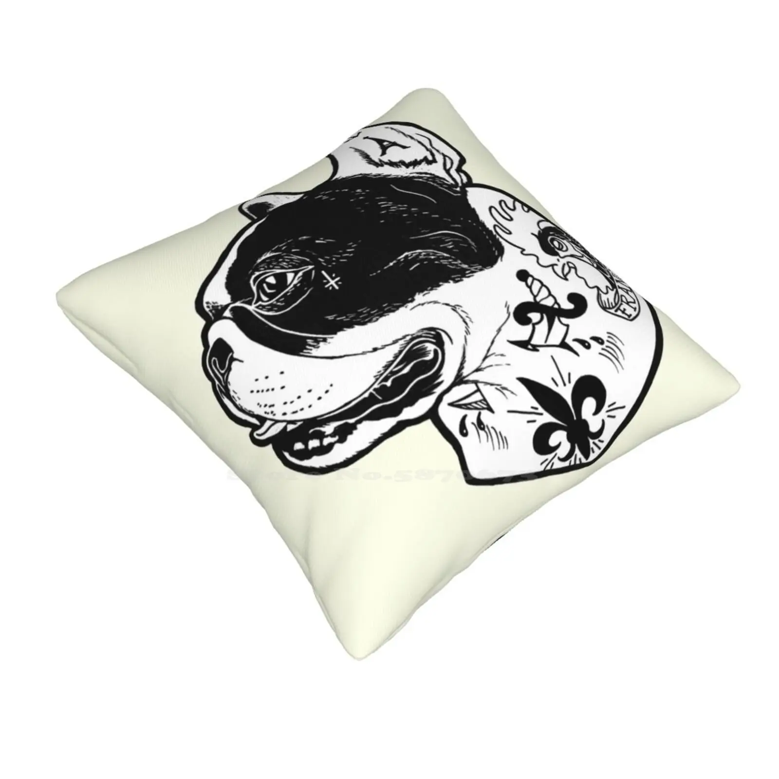 Tattooed French Bulldog Pillowslip Pillowcase French Bulldog Tattoos Black And White Inked Canine Rooster Fleur De Lis Bulldog