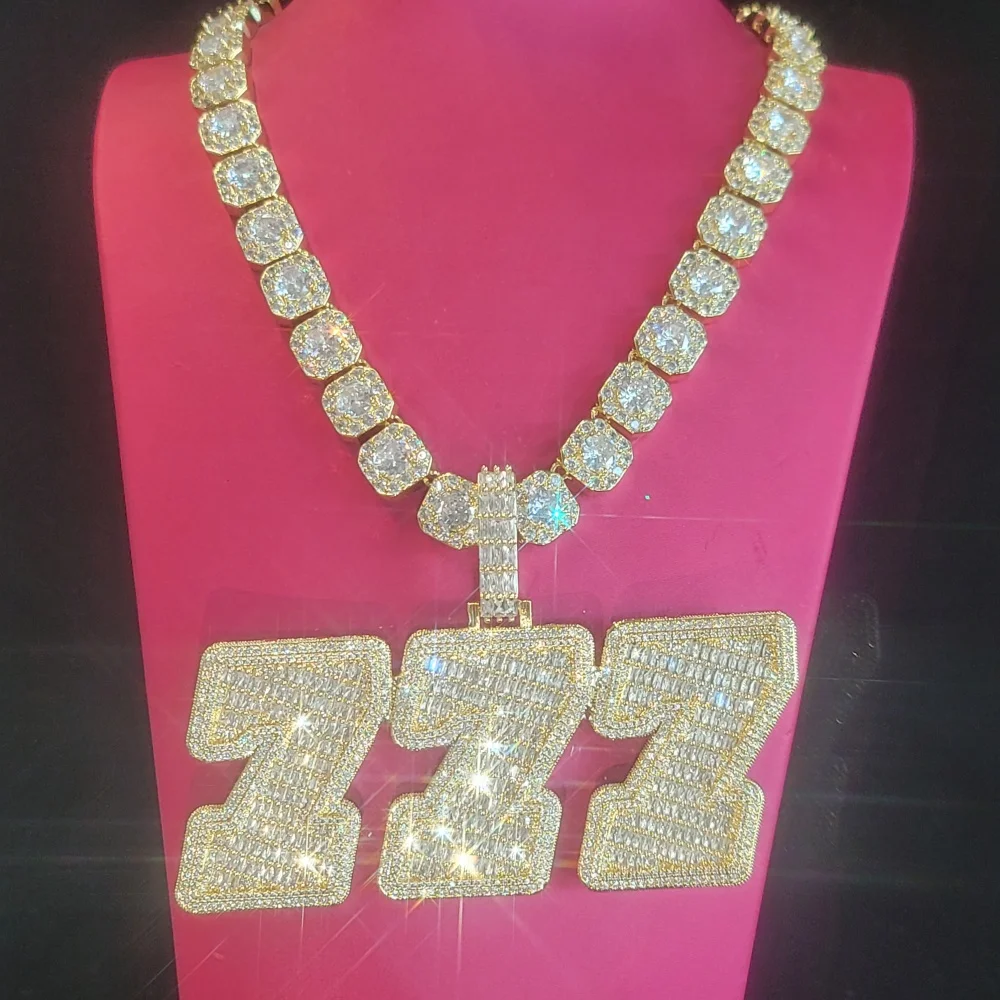 Iced Out Chain Custom Letter Necklace Personalized Number Name Pendant Hip Hop Jewelry Big Diamond Chains Fashion Rapper Gifts