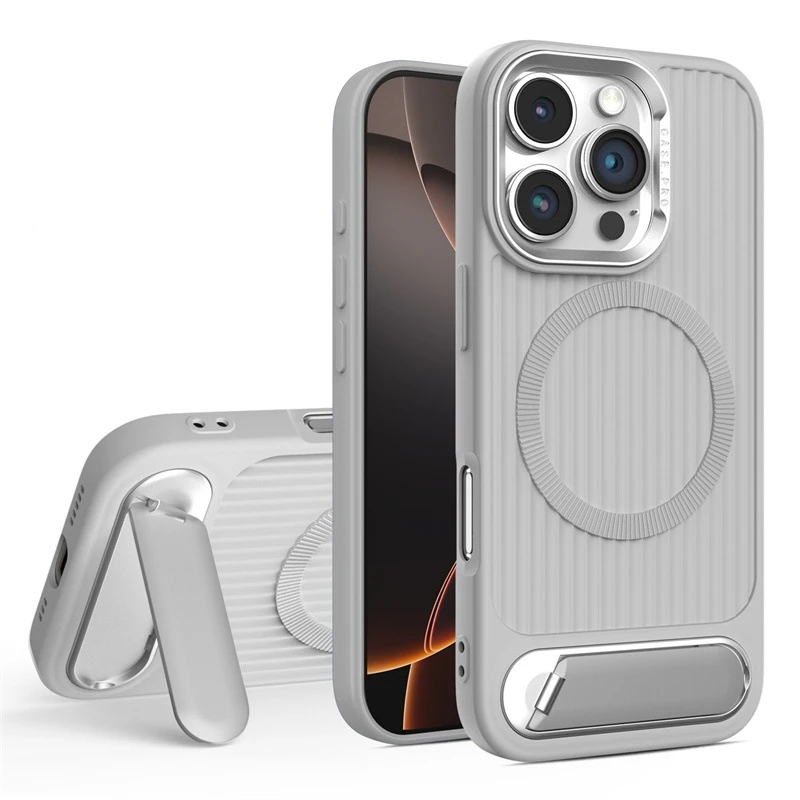 

Matte Touch Feel Magnetic Magsafe Soft Phone Case for iPhone 16 15 14 13 12 11 Plus Pro Max Holder Cover Phone Stand