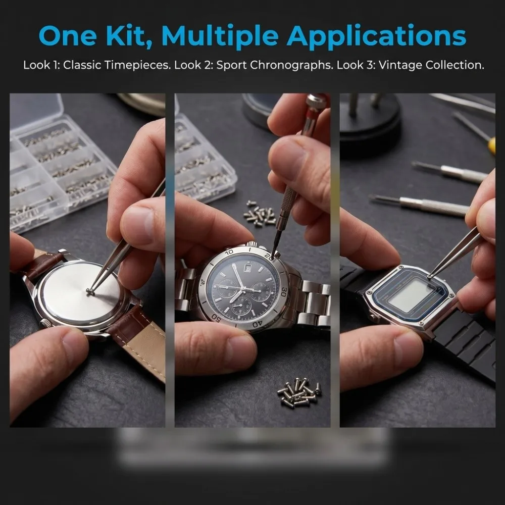 2 Boxes Practical Stainless Steel Watch Screws Cross Head Multi-size Watch Accessories Assorted Boxed Case Screws Case Assembly