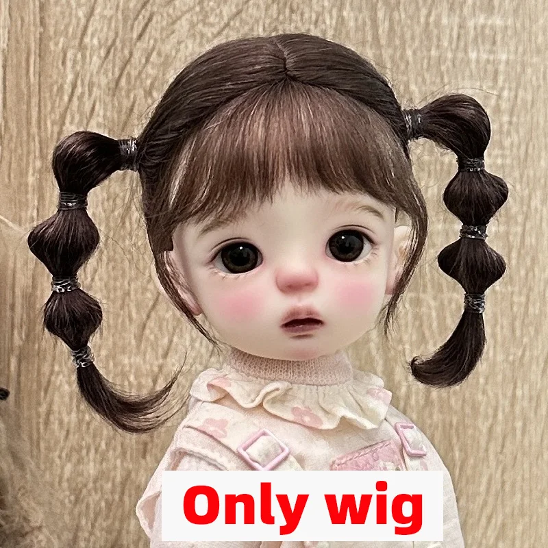 30cm Doll wig Cute Soft Mohair Bangs Low Ponytail Braid Curly Long Hair Suitable for 1/6 BJD Doll Wig Accessories 6-7 Inch Hair