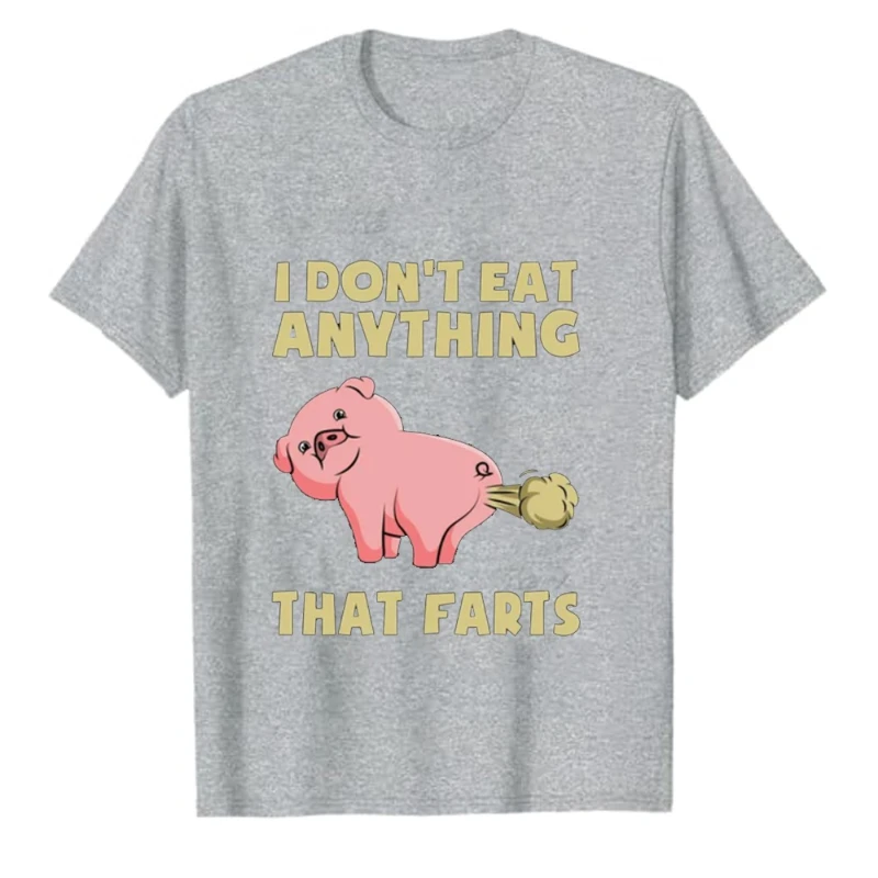 Eu não come nada que peido camiseta vegetariana fofa adorável porco rosa veganismo presente camisa de legumes frutaarismo porco unissex