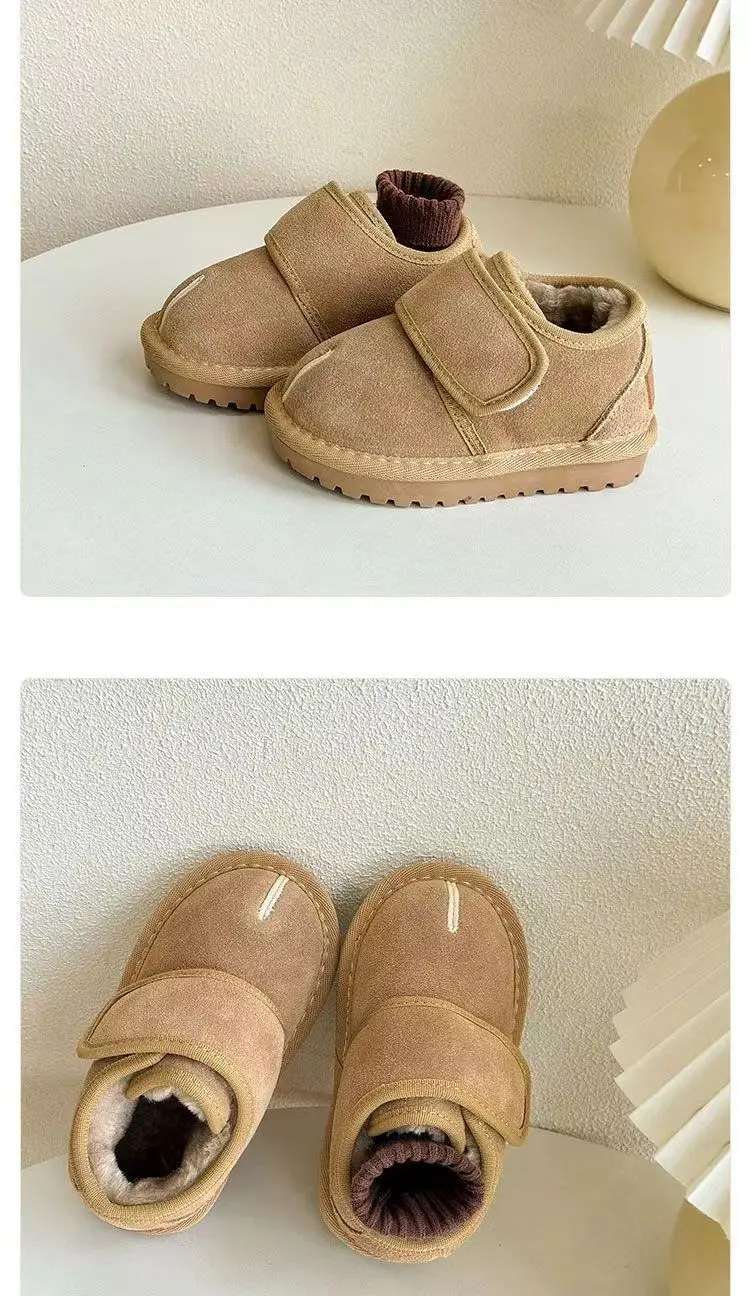Kinder Winter Schnee Stiefel Neue 2025, Faux Wildleder Warme Plüsch Baumwolle Schuhe Jungen Mode Anti-slip Gummi Sohle mädchen Stiefeletten – Detail 9