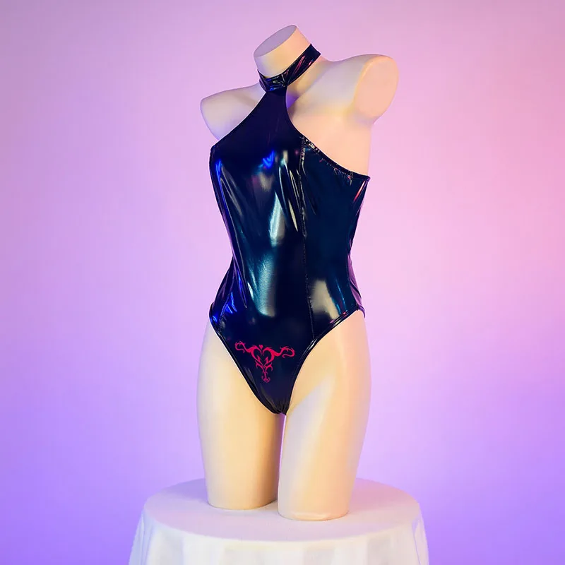 Anime Pu Leather Swimsuit Japanese Girl Bodysuit Cosplay Costume Backless Cute Underwear Nightgown Role Play Lingerie Outfits