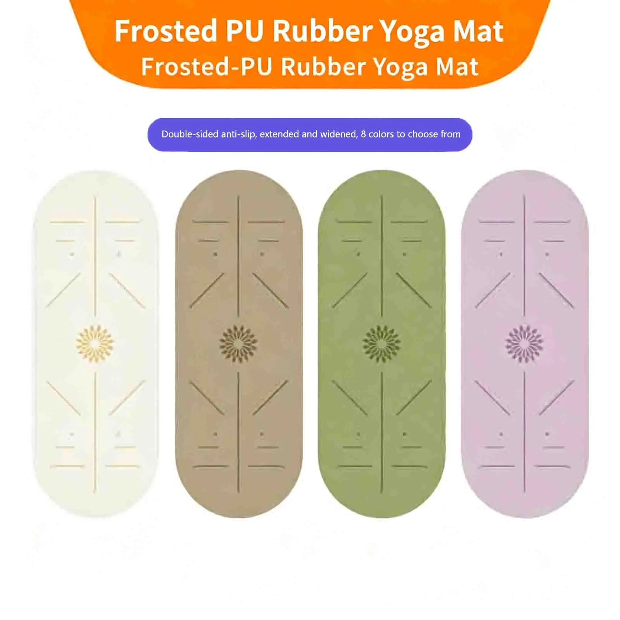 Customizable PU Rubber Yoga Mat Double Sided Non Slip Sweat Absorbent With Alignment Lines 8 Colors Optional For Yoga Pilates