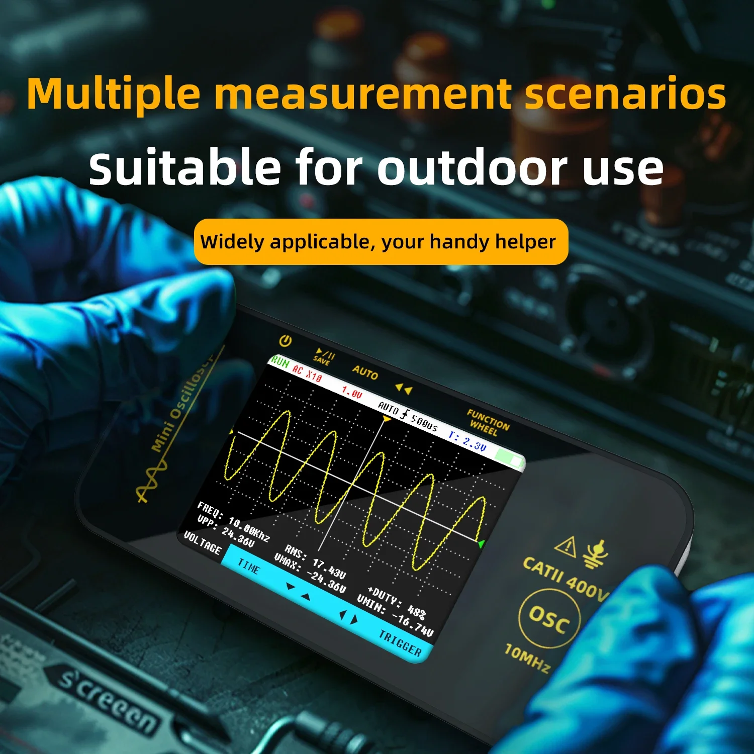 BSIDE OT3 Handheld AUTO Digital Oscilloscope for Electronic Repair, Offering 10Mhz Sampling and 1.5KSa/S Analog Bandwidth