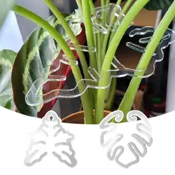 Plant Support Stakes Transparent Monstera Shaped Plant Stand Reusable Sturdy Flower Stem Holder For Potted Plants Unique Support