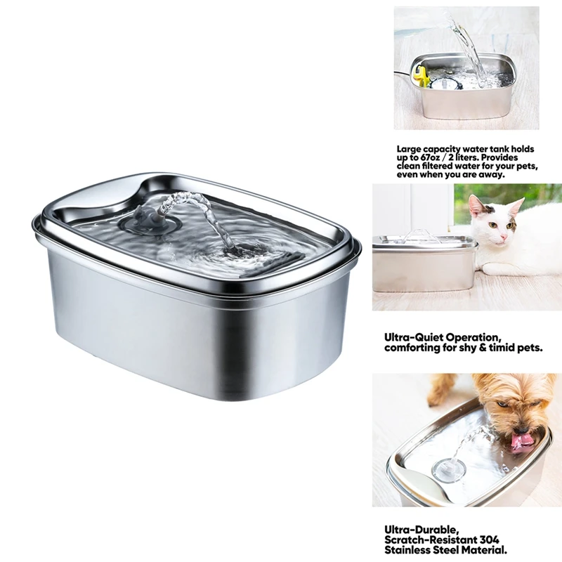 

Stainless Steel Cats Water Fountain Pet Water Fountain Dog Water Dispenser Cats Fountains 108Oz/3.2L For Drinking EU Plug