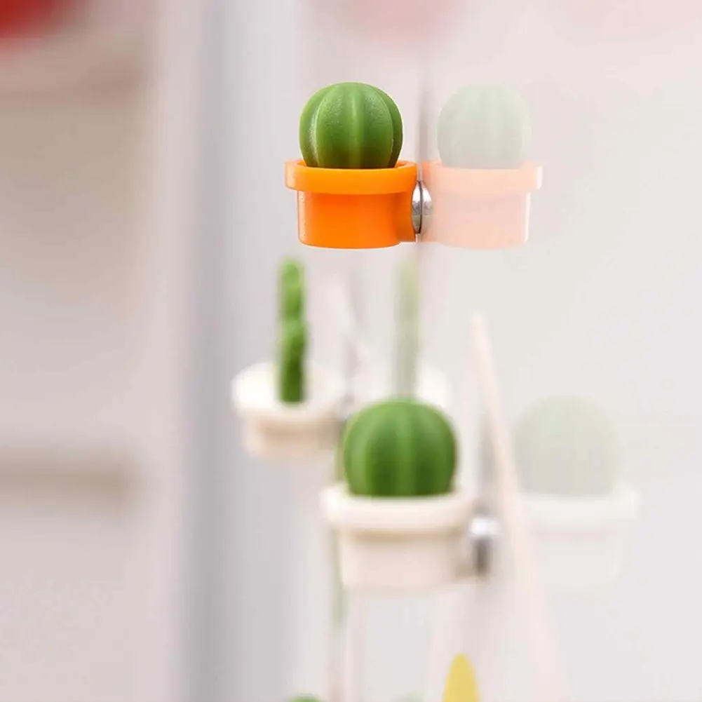 Kitchen Fridge Magnet Decorative Fridge Magnets 6pcs Mini Cactus Refrigerator Magnets Potted Plant Kitchen Fridge Decor Photo