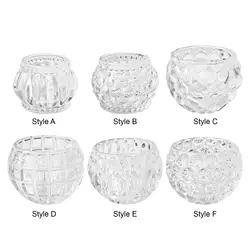 Transparent Glass Tealight Candle Holder, Round Bowl Pillar Candle Stands