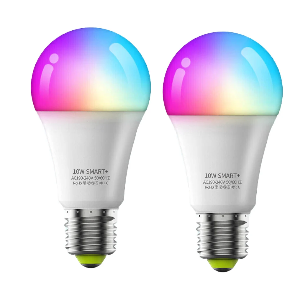 1/2PCS Smart LED Light Bulb, E27 10W WiFi RGB Lighting for Apps by iOS Android Alexa Google Amazon