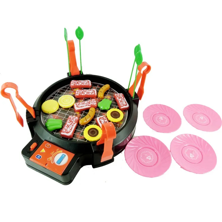 [Funny] Play house toy Electric music barbecue toy sound BBQ kitchen food sets family parent-child interactive funny cooking Toy