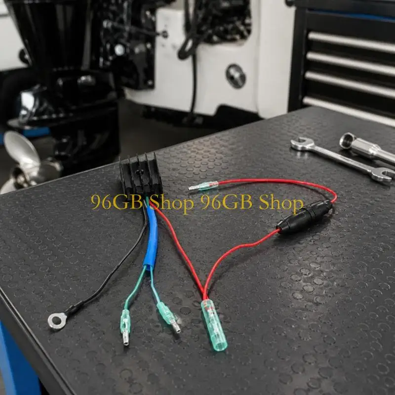 96GB Engine Electrical Regulator with Engineering-Plastic Finned Housing, Attached Color-Coded Leads and Two Visible Terminal