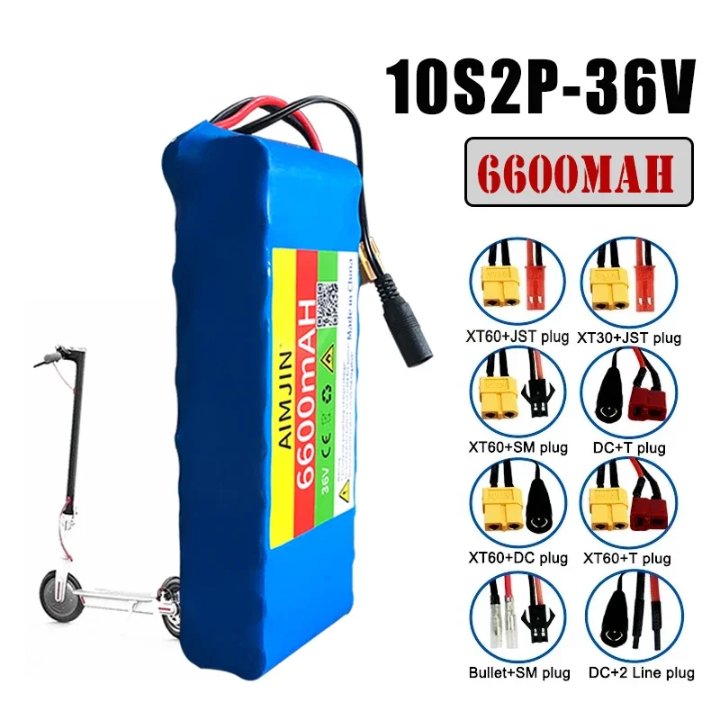 

6600mah Battery 36V Rechargeable Lithium Battery pack 18650 10S2P Electric Scooter Li-ion with BMS