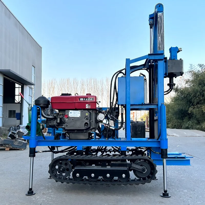 Crawler Mounted Diesel Drill Rig 100m 150m 200m  Depth Closed Loop Hydraulic System for Environmental Protection