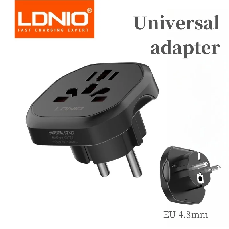 LDNIO Uniwersalny adapter podróżny EU Kr Adapter wtyczki do uniwersalnej wtyczki europejskiej na amerykańską 48 mm Konwerter na akcesoria podróżne