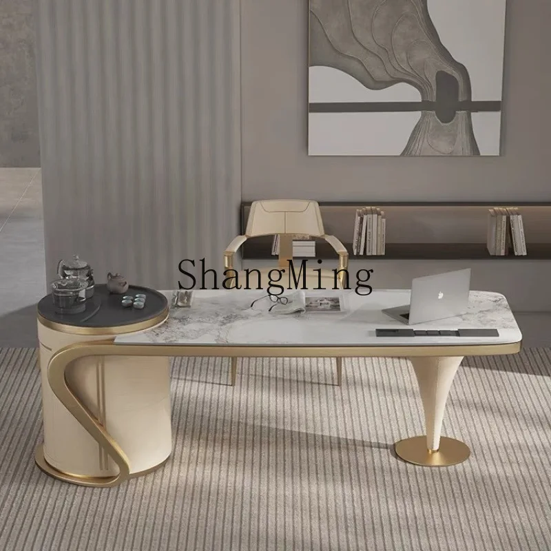 

CL new tea table desk integrated dual-purpose high-end rock slab modern home balcony tea office computer table and chairs