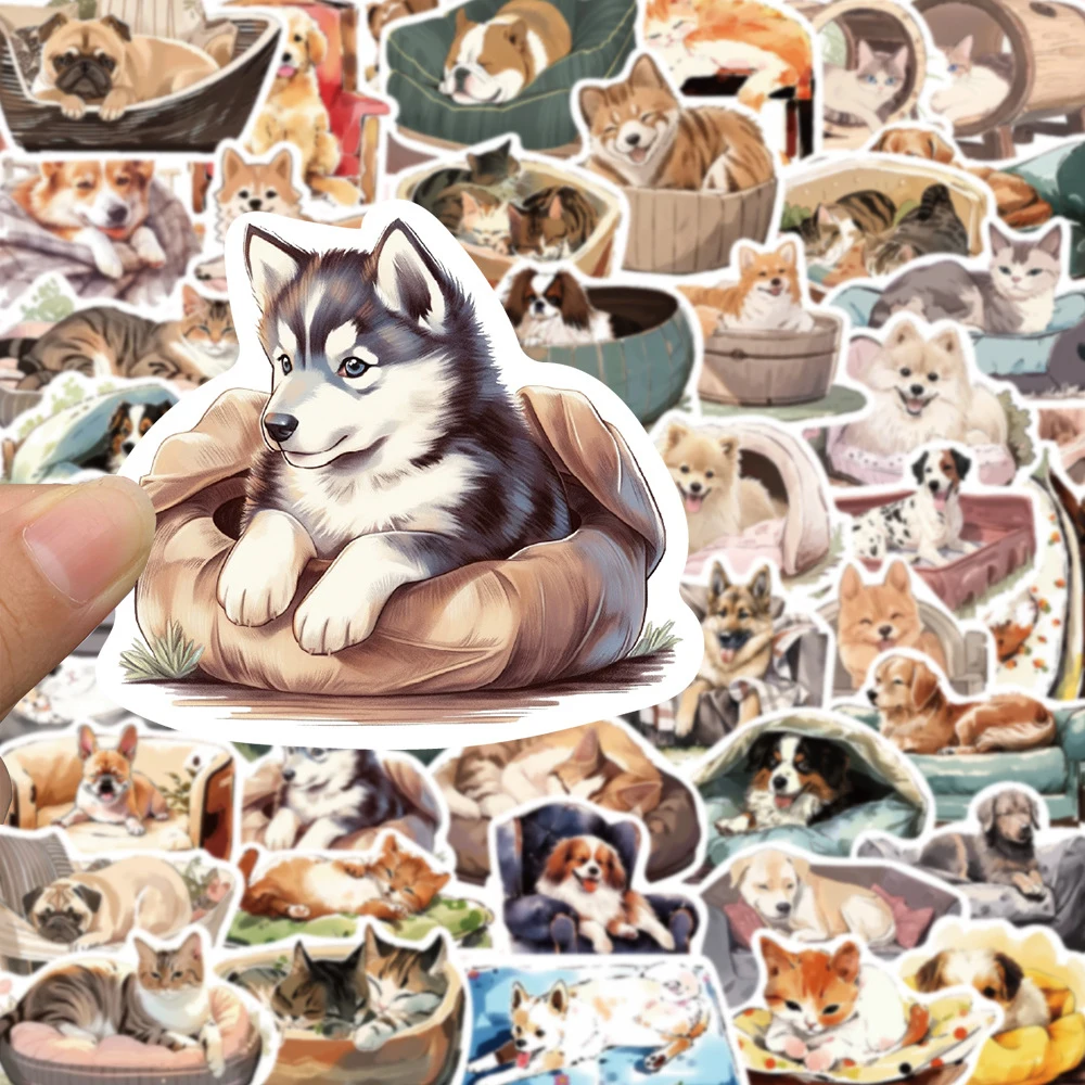 10/30/50pcs Cute Pet Animal Dog Cat Stickers Funny Cartoon Decals Laptop Notebook Phone Fridge Aesthetic Decoration Sticker Toys