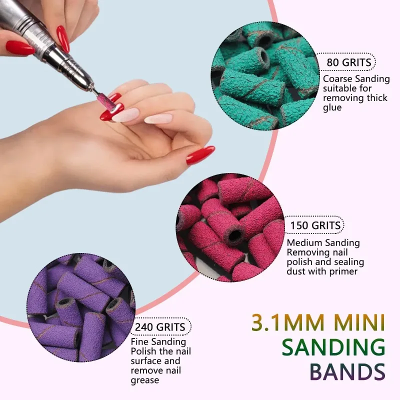 100 قطعة 3 مللي متر الرملي الصغيرة العصابات أطقم مسمار لقمة ثقب مغزل مجموعات الكهربائية مانيكير اكسسوارات أداة مزيل الجلد الميت #2