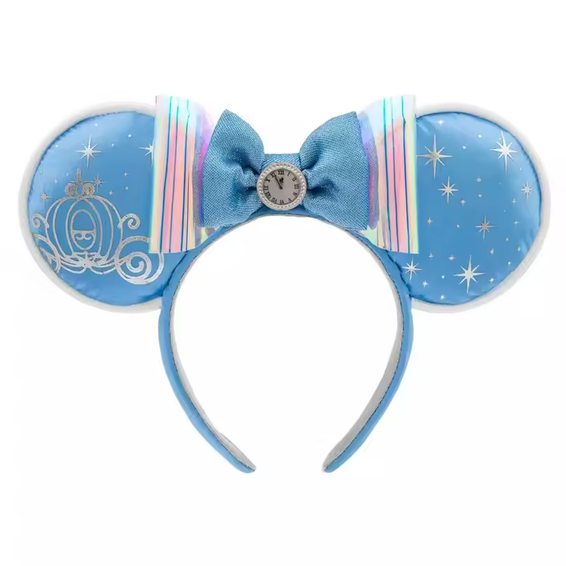 2026 Mickey Mouse Ears Headband 2025 Cinderella Rapunzel Princess Bow Minnie Ear Headwear for Adult Kids Holiday Hairband - Image 15