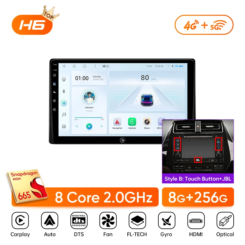 Ainavi Autoradio Voor Toyota Prius 2015 2016 2017 2018 2019 2020 XW50 Draadloze Carplay Android Auto 4G HD IPS Auto Multimedia HDMI