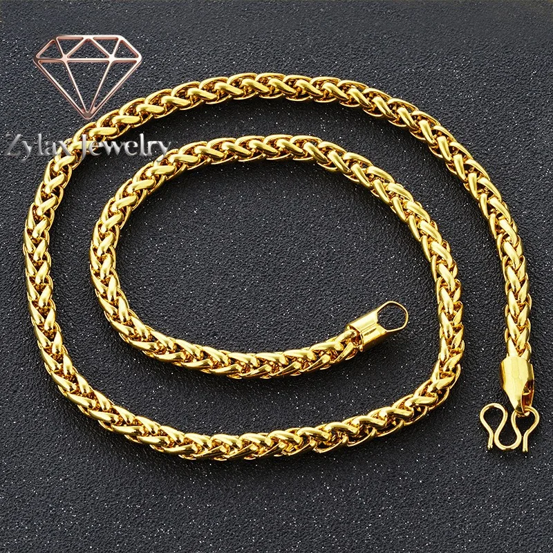 

Zylax Jewelry 6mm Men's Fashion Necklace 24K Gold AU999 - Ideal 6mm thickness, understated fashion, rich 24K luster, durable AU9