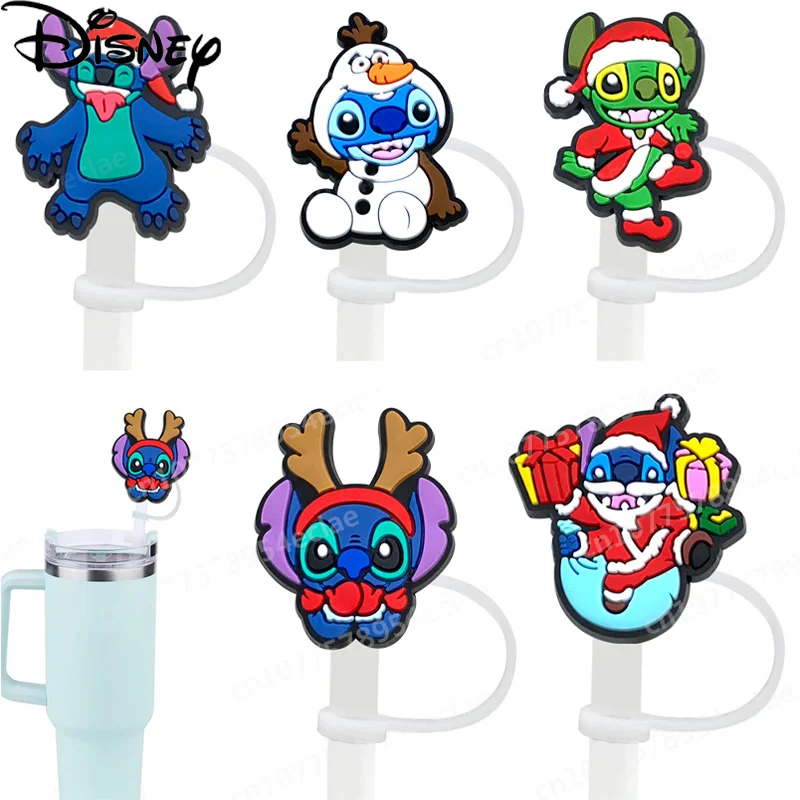 

Christmas Disney Stitch 10mm Straw Cap Christmas Themed Party Straw Decoration Suitable for Children Cups Dust Proof Straw Plugs