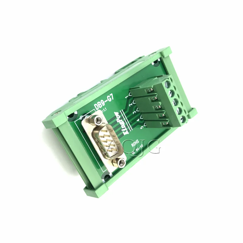 Dual DB9 D-Sub DIN Rail Mount Interface Module , 2-Ports DB9 Female Male Breakout Board terminals