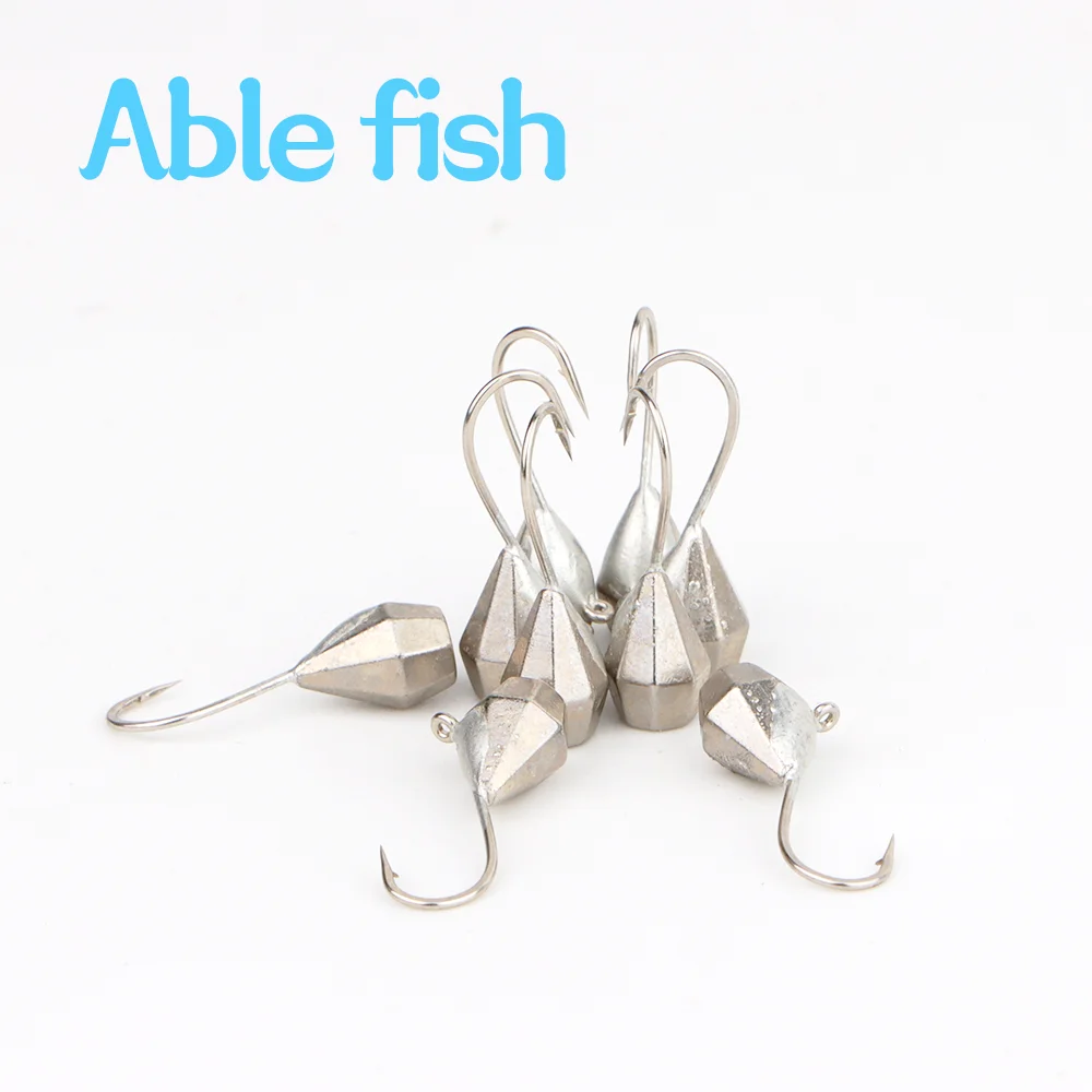 Ablefish 5PCS Tungsten Ice Jig DiamonFishing Winter Pike Hook 2.7mm/3.2mm/4.0mm/5.0mm/6.0mm,Ball Ice Jig With An Eyelet,Plain