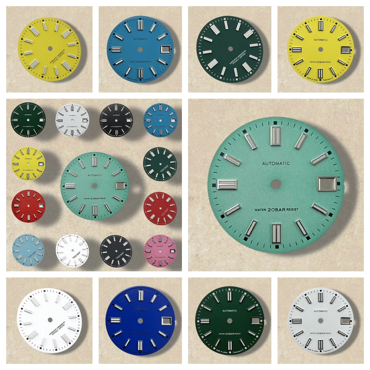 

28.5mm S Logo NH35 Dial Matte Dial Fit NH35 Movement C3 Strong Green Luminous Day Just NH35 Watch Modification Accessories