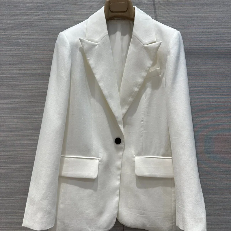 

2024High Quality Cotton and Linen Suit Jacket with A Simple and Sophisticated Commuting Style. One Button Loose Solid Color Suit